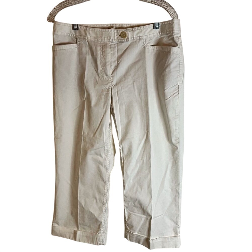 J.Jill Womens White Cropped Chino, Low Waisted. Size 10 Career Travel Wear